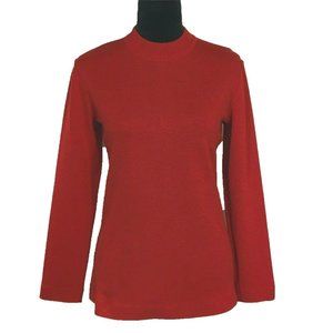 VTG Switzerland Alpinit Sweater 14 US Red Tricot Knit Mock Neck Long Sl Basic LN